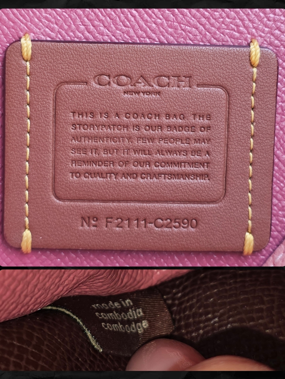 Coach C2590 Willow Shoulder Bag Colorblock Pink Burgundy Leather Purse - Picture 15 of 16